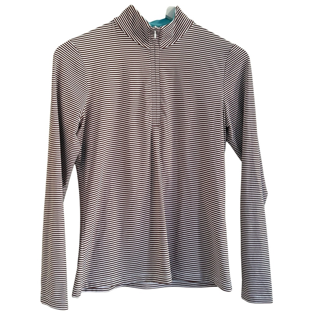 J McLaughlin Striped 1/4 Zip Pullover Womens XS Catalina Cloth‎ Long Sleeve